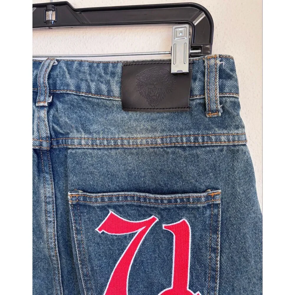 NWOT Ed Hardy X Urban Outfitters 1971 Denim Jorts Baggy Skater Shorts Mens XS